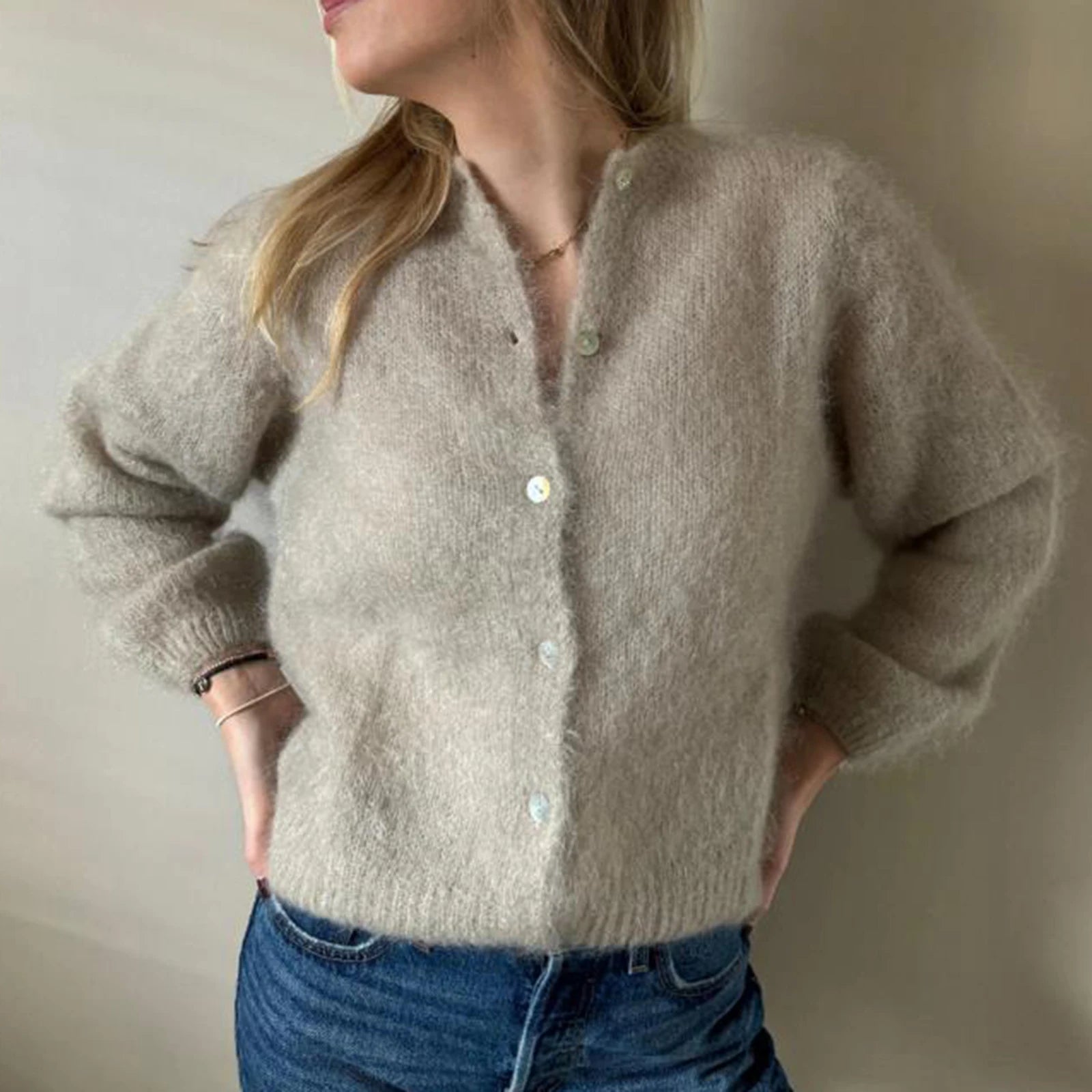 Combhasaki Women's Y2K Vintage Crop Cardigans Solid Color Long Sleeve Button-Down Sweaters Fall Casual Basic Soft Knitted Coat