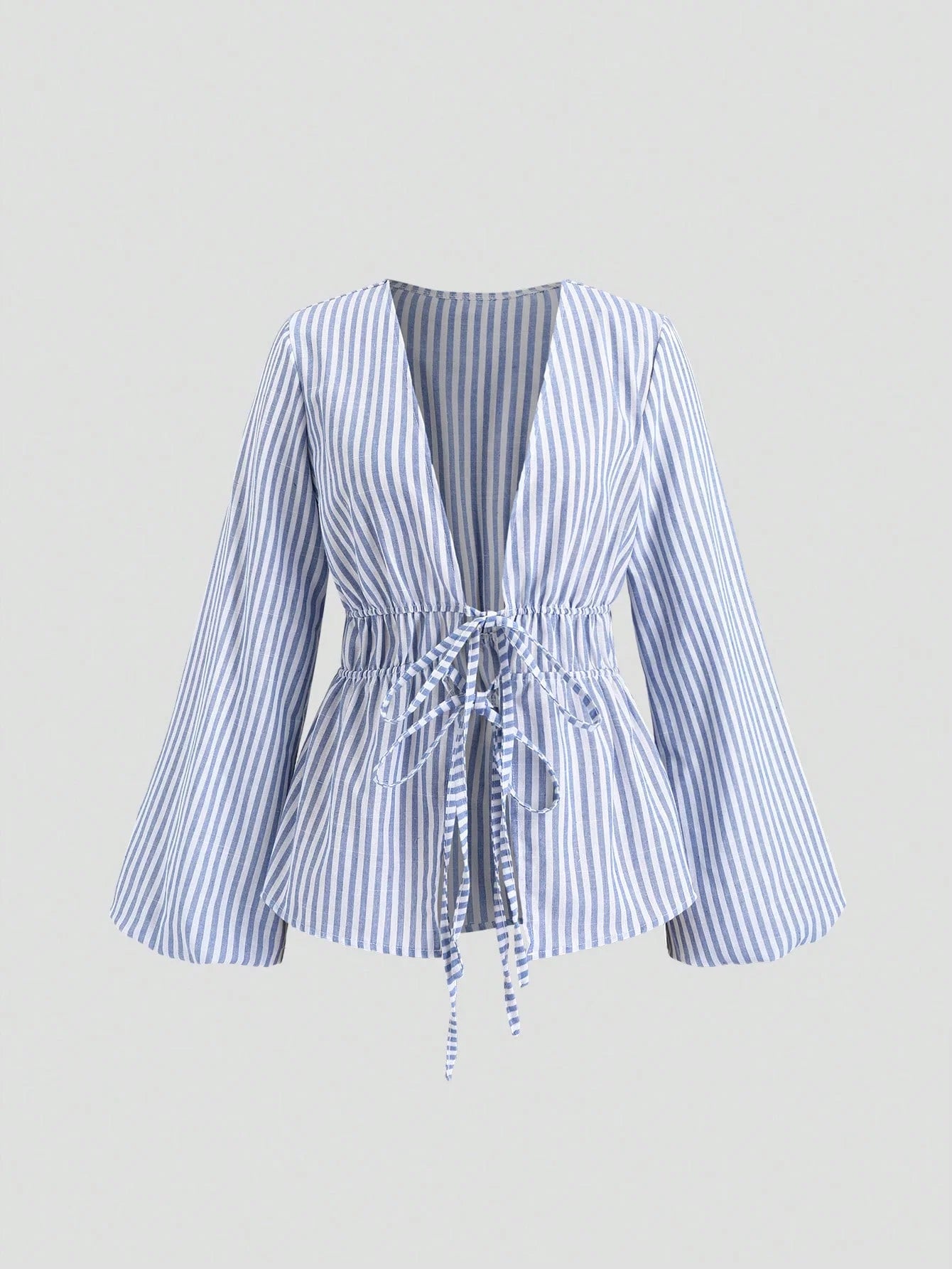 Autumn new style striped shirt with European and American temperament, long sleeved lace up shirt, cardigan, cross-border women'