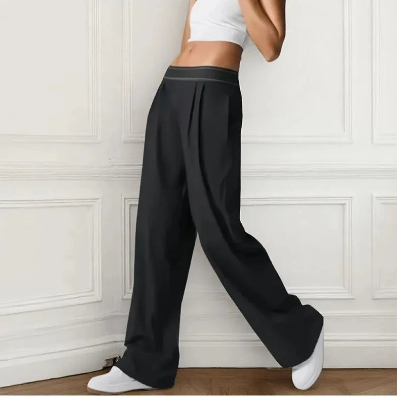 Women's High Waist Straight Trousers Drape Sports Pants Loose Fit Outdoor Running Fitness Yoga Pants Sunscreen Thin